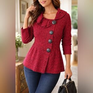 Willow Red Textured Cardigan